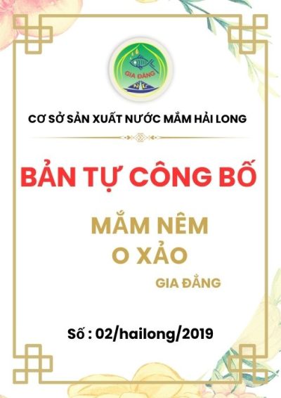 Bản tự công bố chất lượng mắm nêm O Xảo gia đẳng