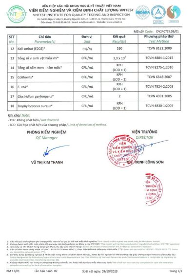 Bản tự công bố chất lượng nước mắm chắt từ ruốc Gia Đẳng