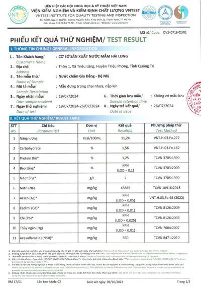 Bản tự công bố nước chấm gia đẳng đệ nhị