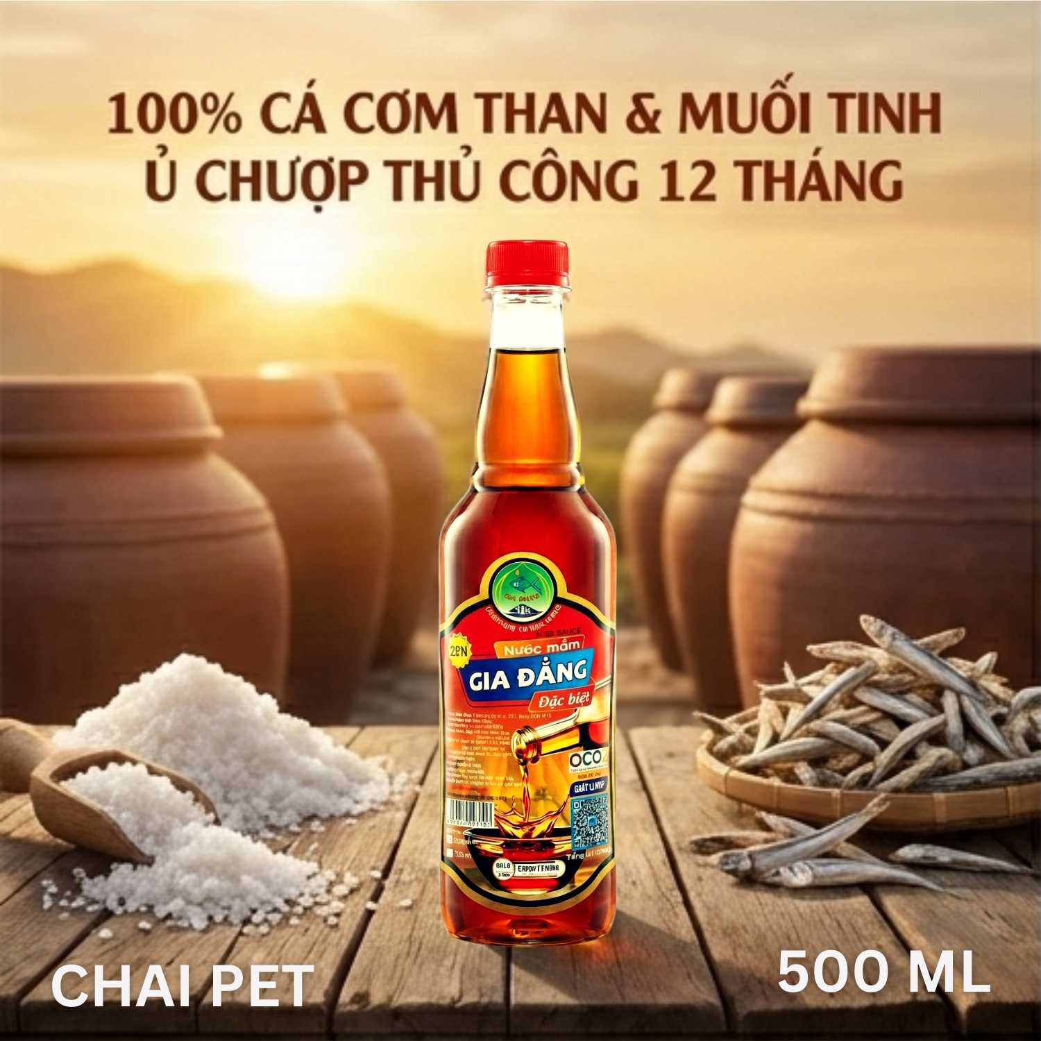 Nước mắm Gia Đẳng đặc biệt cốt cá cơm than ủ chượp 18 tháng